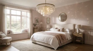 Glamorous yet affordable bedroom chandeliers under $200 with sparkling crystal-style accents.