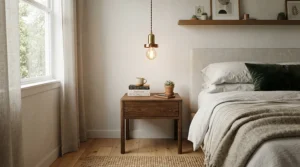 A chic mini design showcasing bedroom chandeliers under $200 in a brushed gold finish.