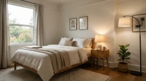 Styling a guest bedroom with a floor lamp vs table lamp combination for versatile illumination.