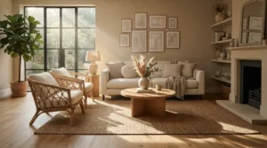 Illustration showing a floor lamp vs table lamp setup in an apartment living room during a lighting needs assessment