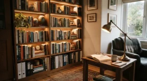 An illustration highlighting how to layer living room lighting with functional and decorative fixtures.