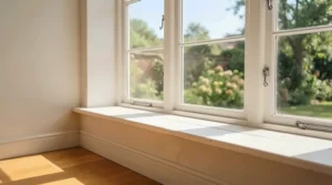 A scene illustrating living room too dark solutions by keeping windowsills clear to allow unobstructed sunshine to fill the room.