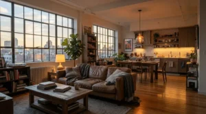 Ambient color selection demonstrated with warm white vs cool white lighting in a modern interior.