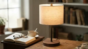 Demonstrating proper lamp shade proportions with stylish bedside lamps under $50 for small bedrooms.