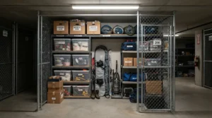 Energy-efficient motion sensor closet lights showcasing long battery life inside a deep storage locker