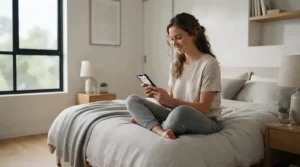 A remote control ceiling fan with light for bedroom automation managed via smartphone app